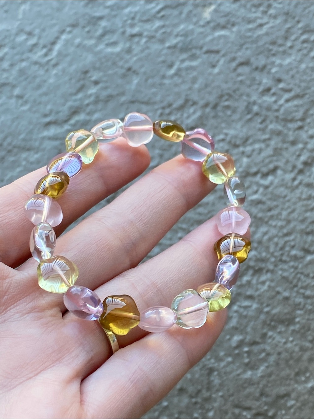 Mixed Citrine Rose Quartz Amethyst Bracelet 7 Inch